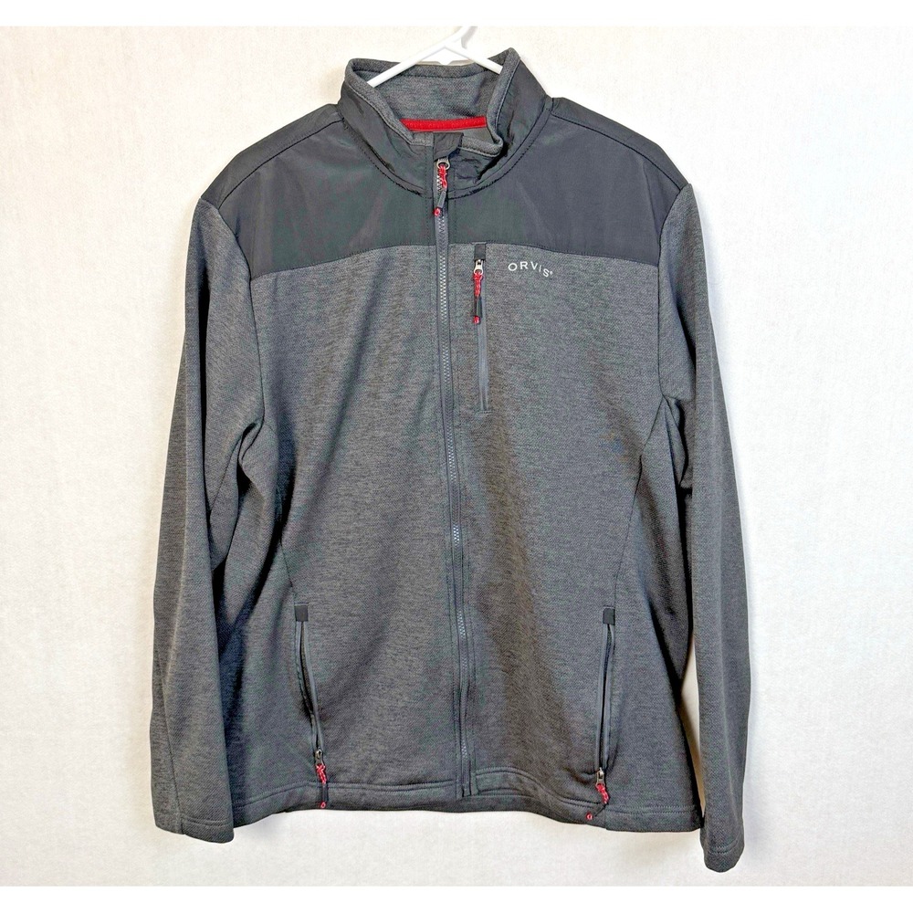 Orvis Men's Classic Collection Size Large Zip Up Grey/black Jacket Lined Hiking